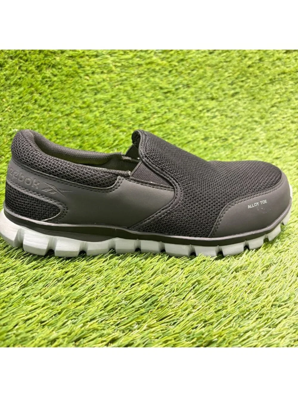 Reebok Sublite Cushion Mens Size 7.5E Black Gray Composite Toe Safety Work Shoes